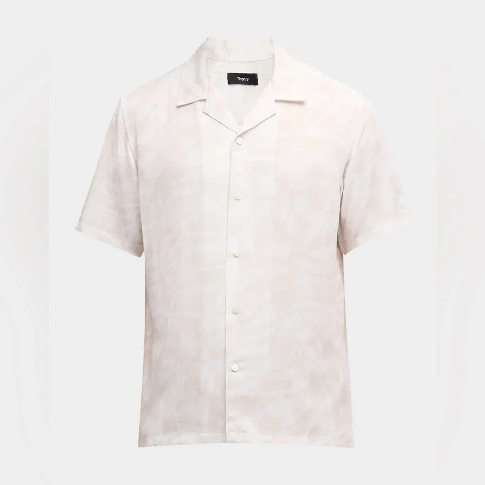 Theory Men's Irving Abstract Palms Camp Button Down Casual Shirt